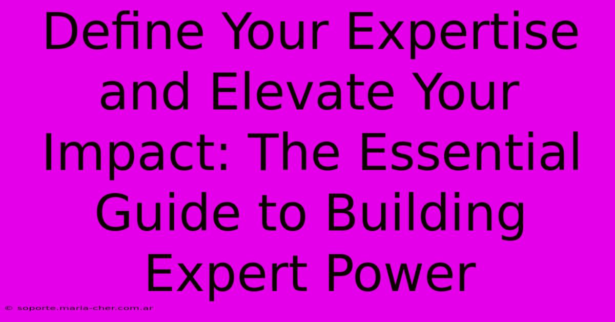 Define Your Expertise And Elevate Your Impact: The Essential Guide To Building Expert Power