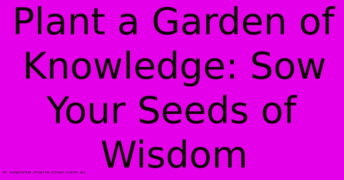 Plant A Garden Of Knowledge: Sow Your Seeds Of Wisdom