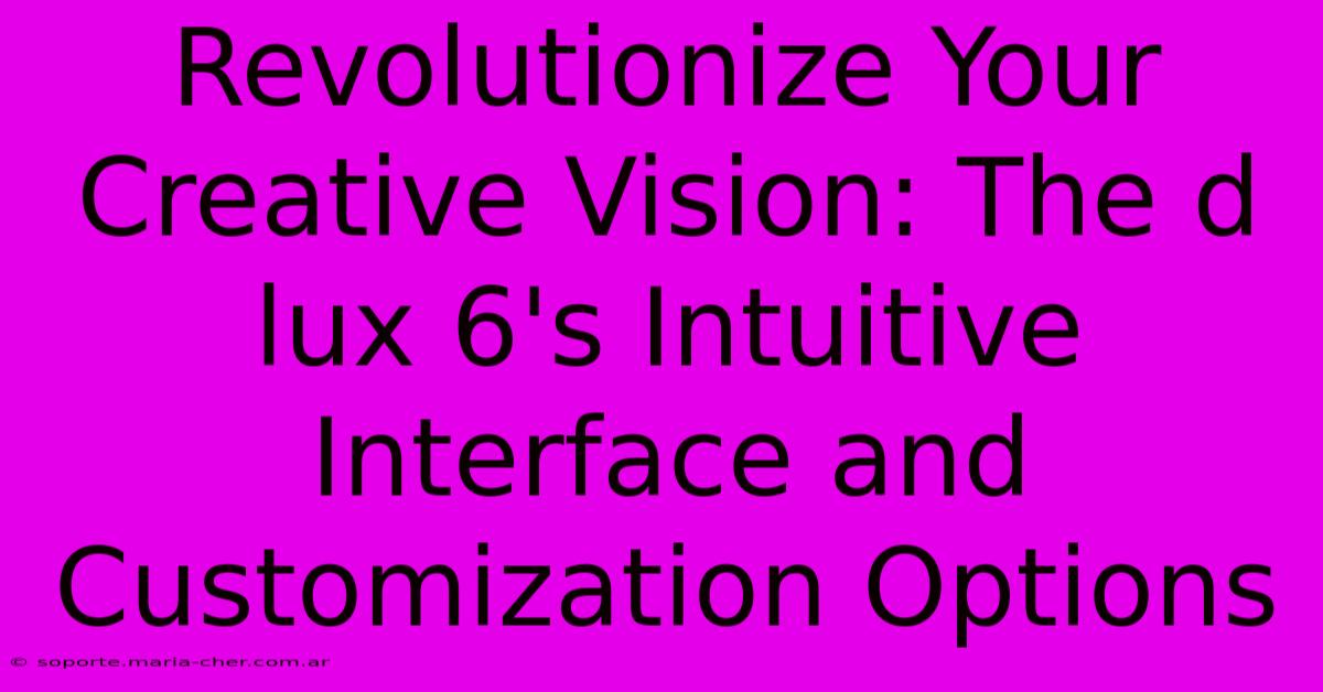 Revolutionize Your Creative Vision: The D Lux 6's Intuitive Interface And Customization Options