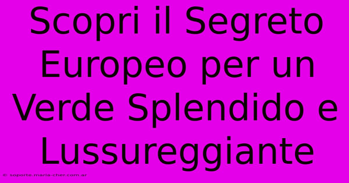 Scopri Il Segreto Europeo Per Un Verde Splendido E Lussureggiante